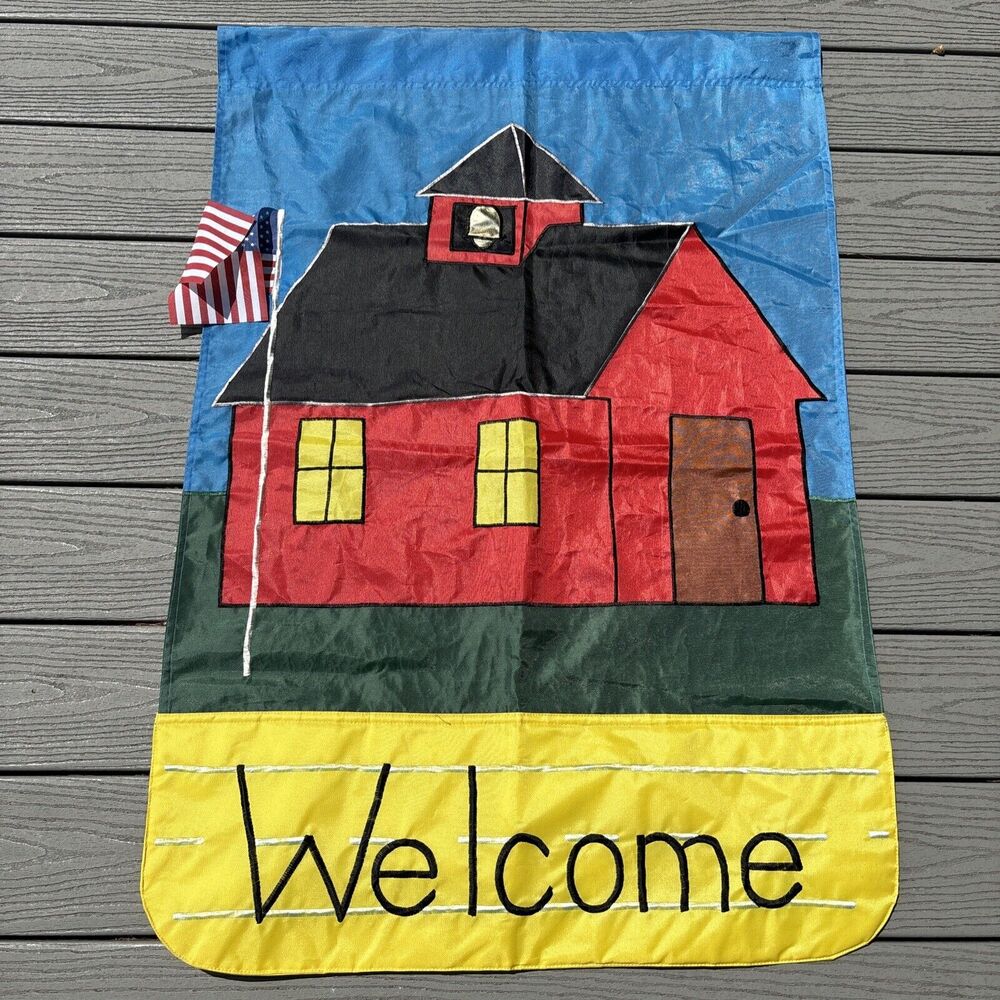 Back To School Welcome Flag School House By Go Fly A Kite, Inc. 1996 Preloved - Picture 1 of 8